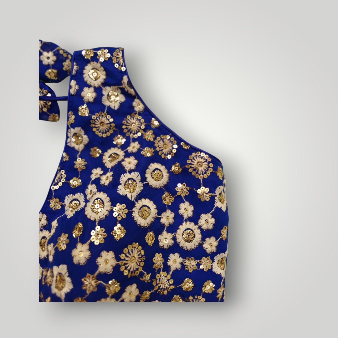Royal Blue Designer Blouse with Bow