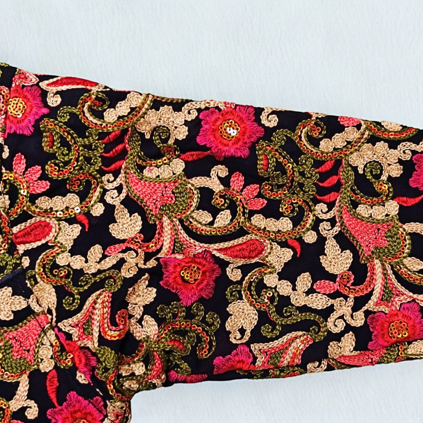 Navy Blue Pashmina Embroidery Blouse