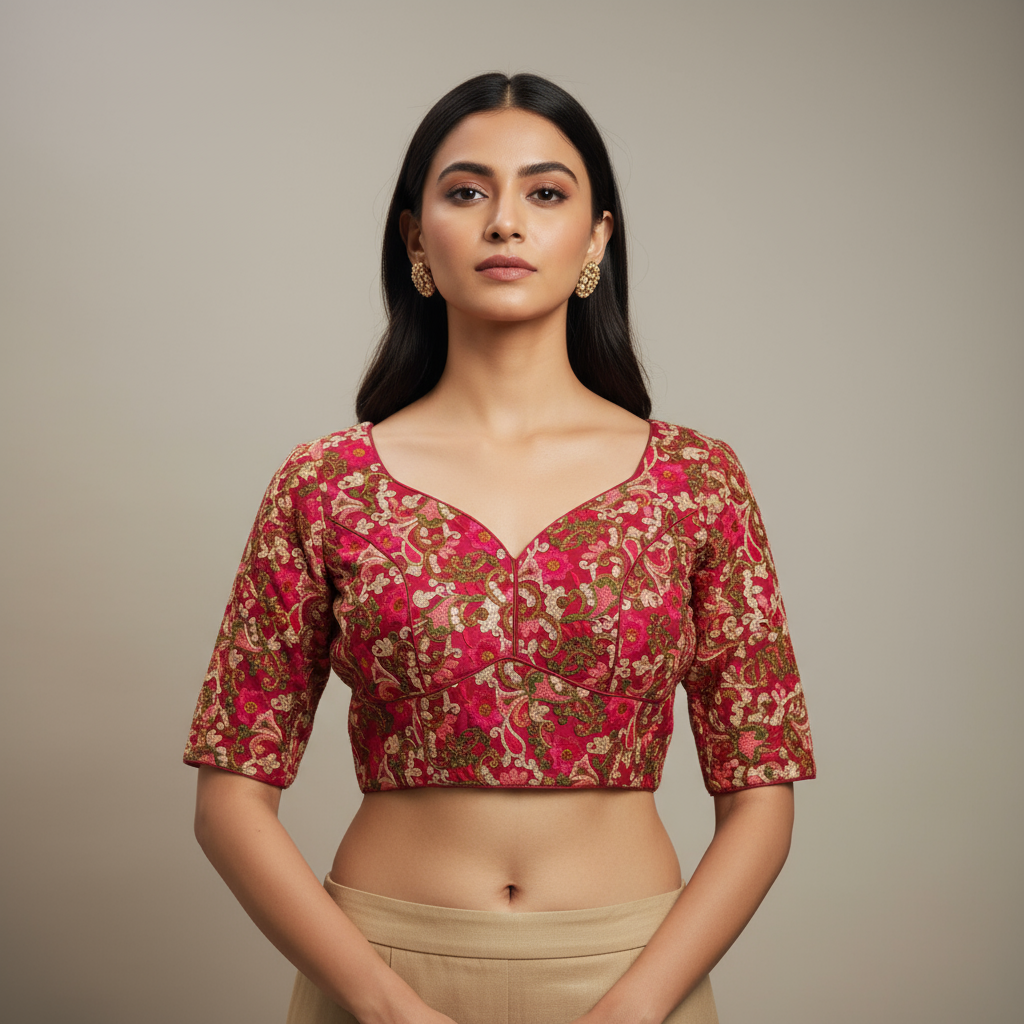 Maroon Pashmina Embroidery Blouse