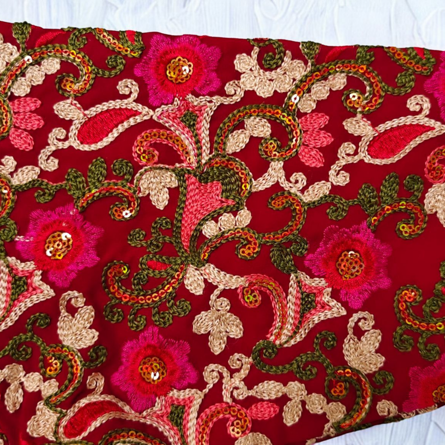 Red Pashmina Embroidery Blouse