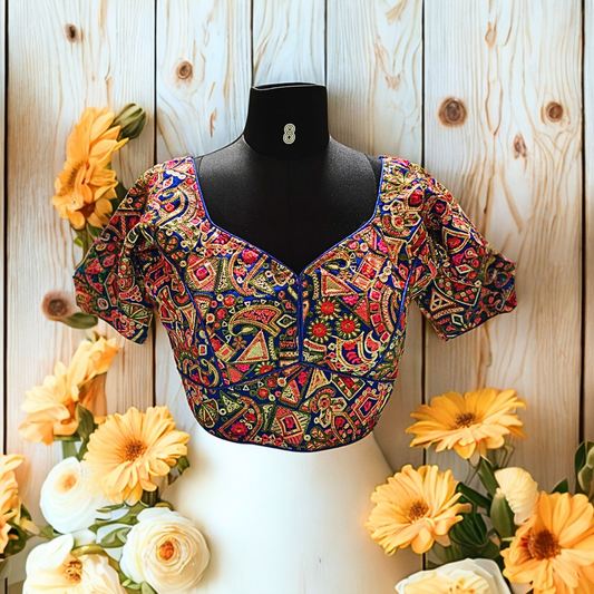 royal blue embroidery blouse