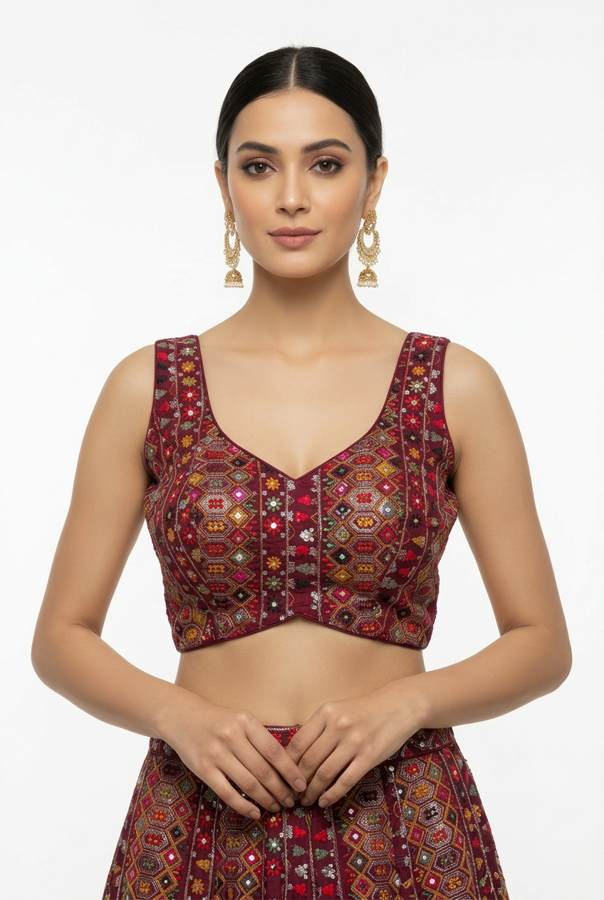 Wine  Designer Blouse
