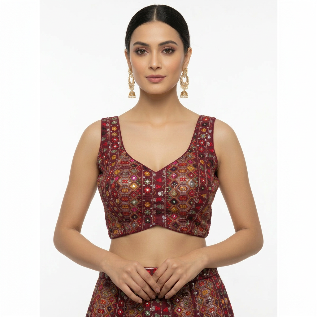 Wine  Designer Blouse