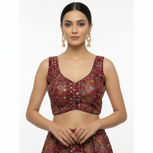Wine  Designer Blouse