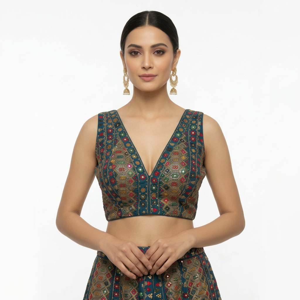 Teal Blue Designer Blouse