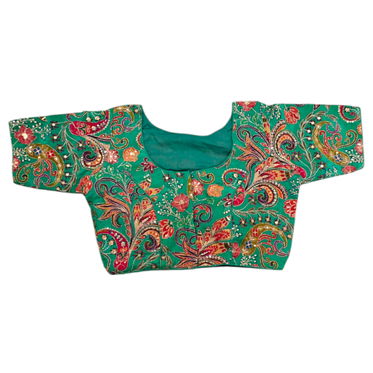 Teal Blue Silk Blouse