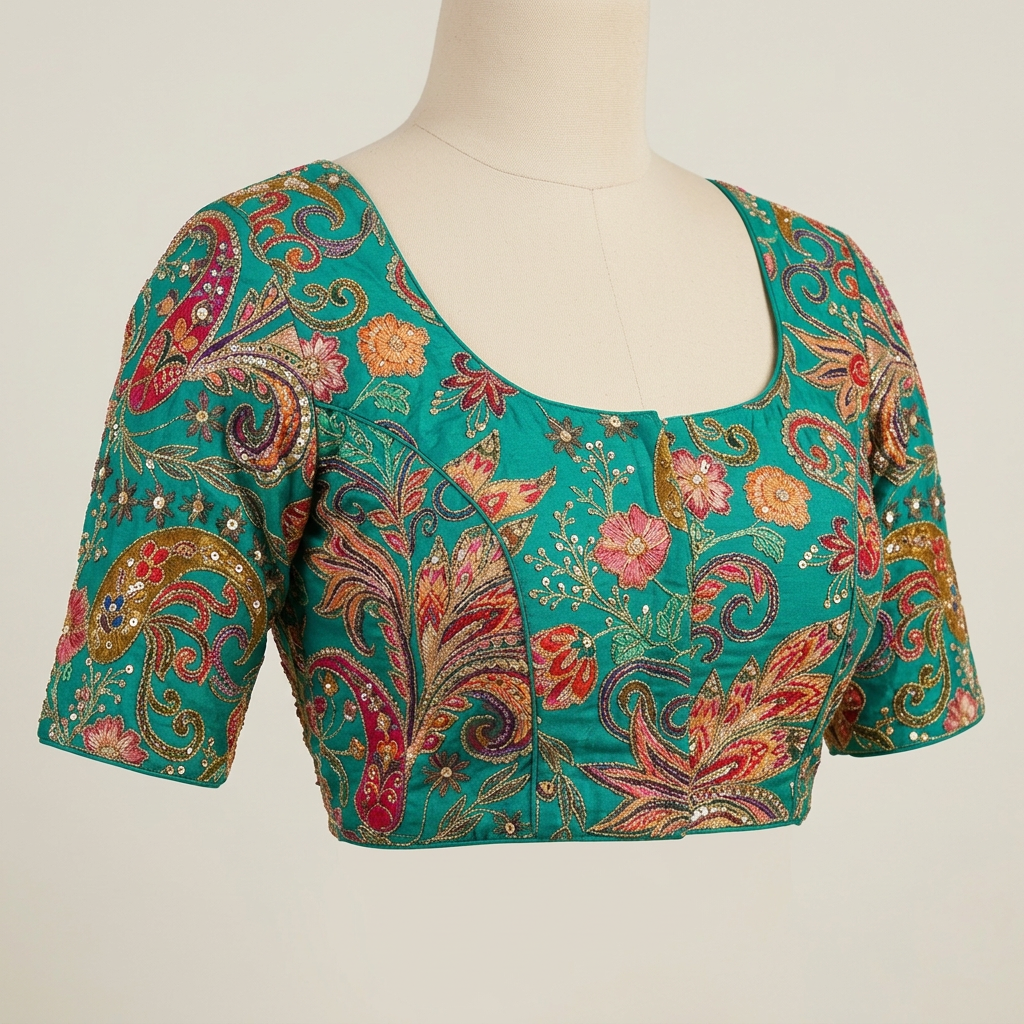 Peacock Green Crepe Silk