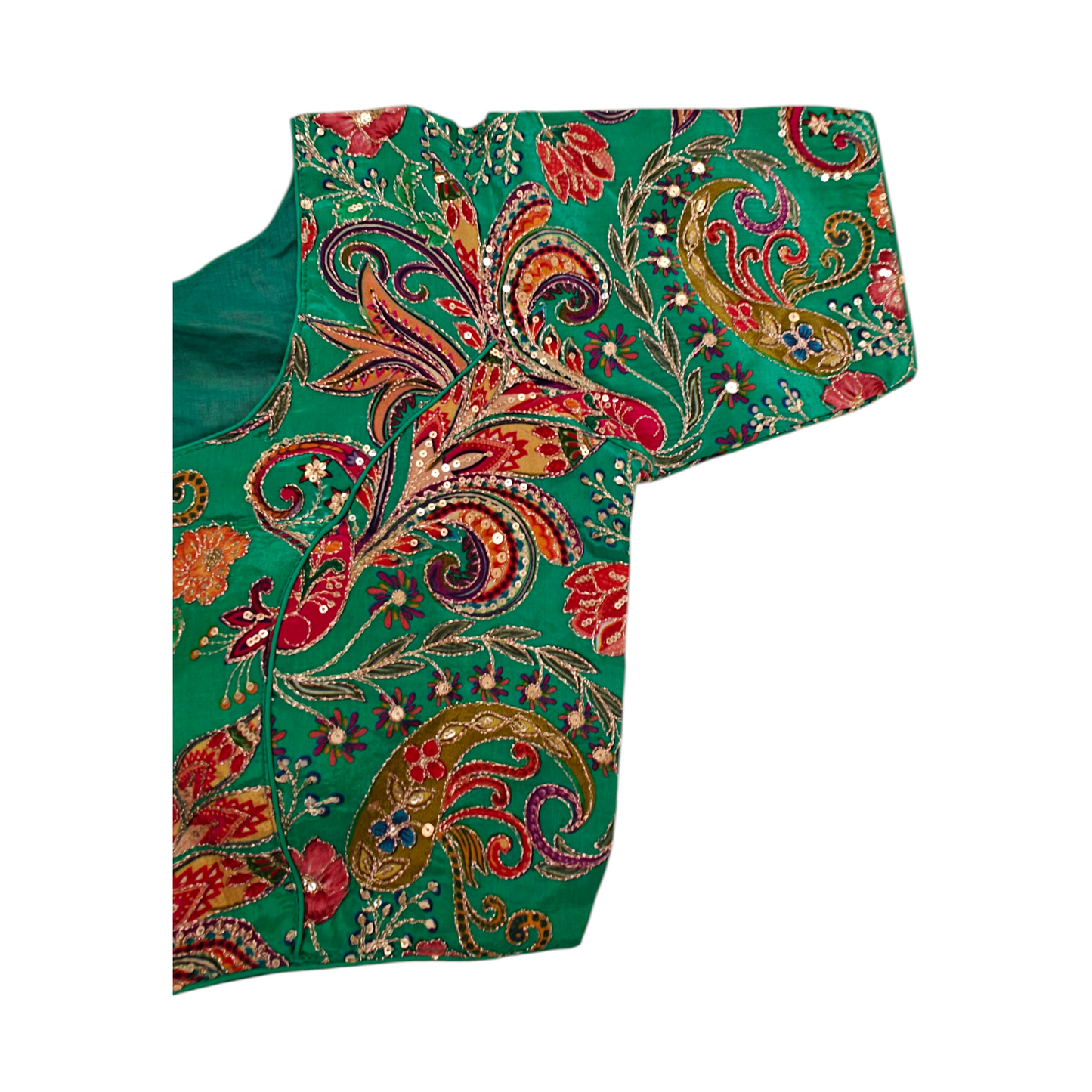 Teal Blue Silk Blouse