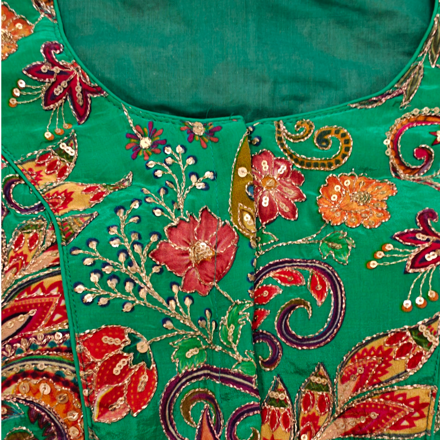 Teal Blue Silk Blouse
