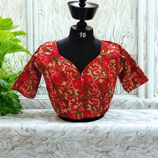red embroidery blouse