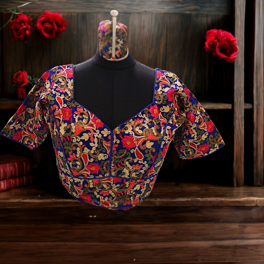 blue embroidery blouse 