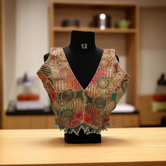 Off White Designer Blouse with Pearls