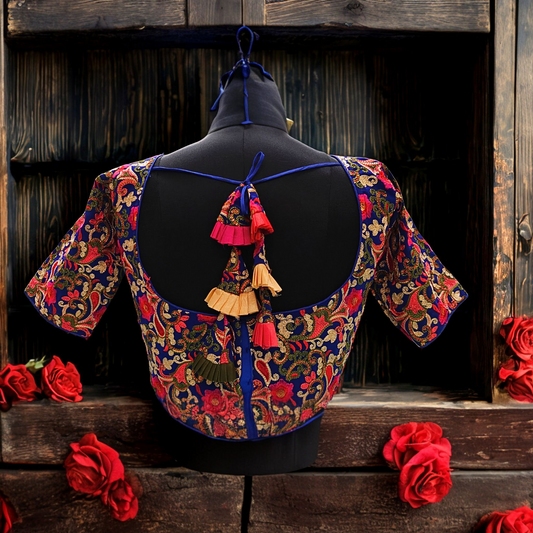 Blue Pashmina Embroidery Blouse