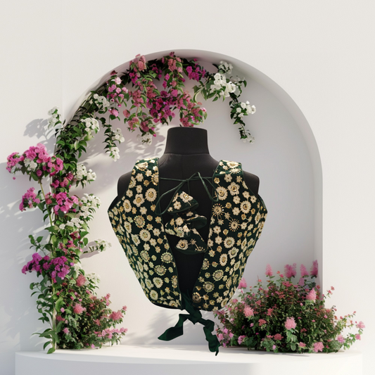 Green Designer Blouse with Bow