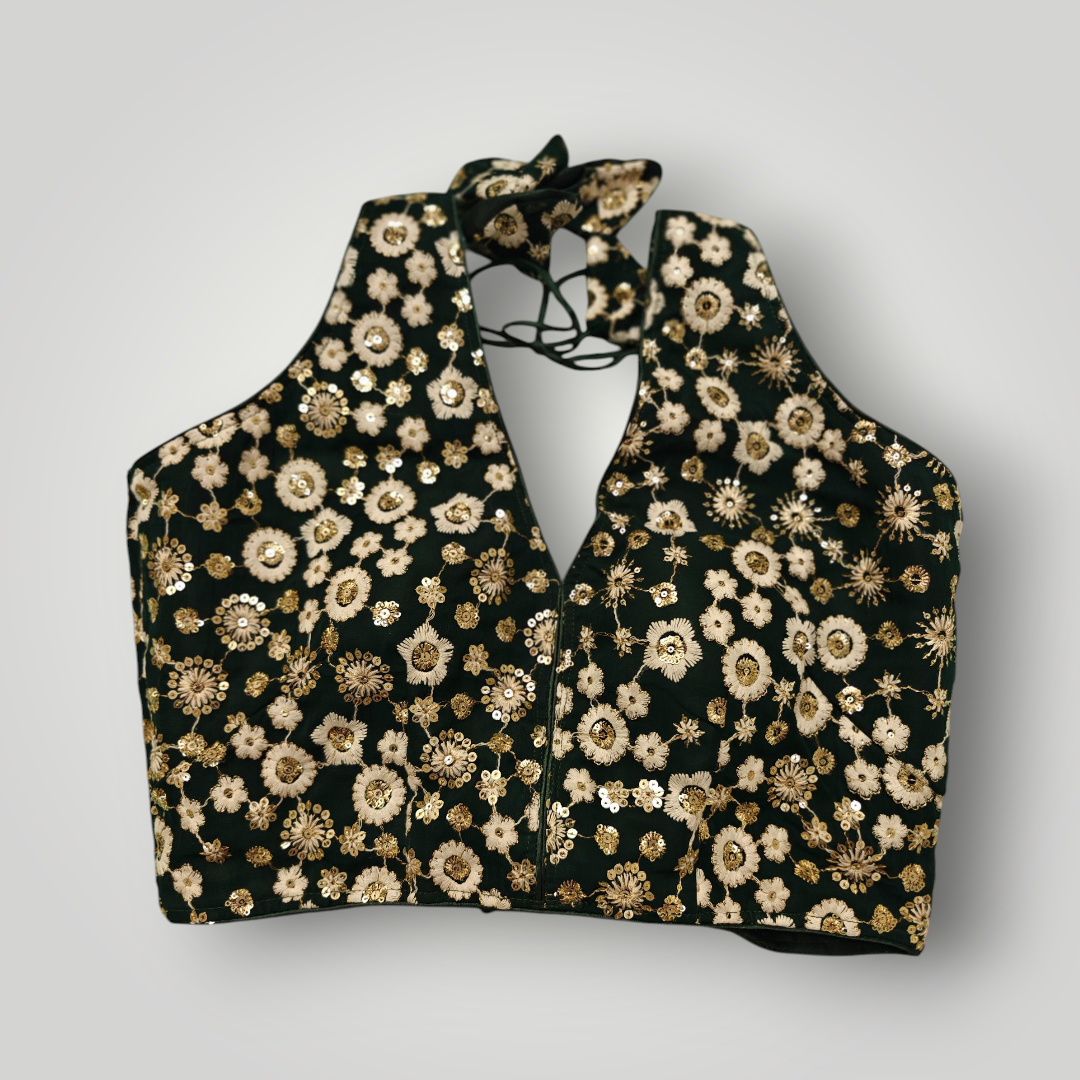 Green Designer Blouse with Bow