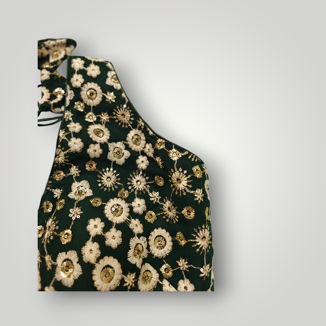 Green Designer Blouse with Bow