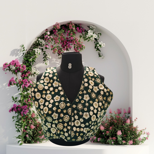green designer blouse