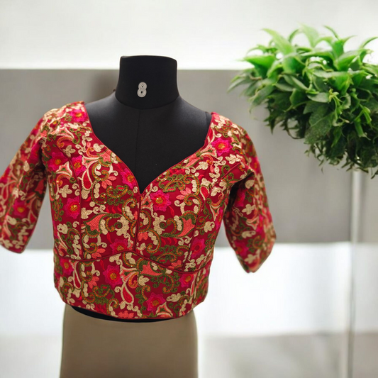 maroon embroidery blouse