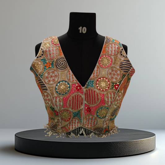 White Designer Blouse with Pearls