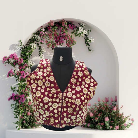 Maroon designer blouse
