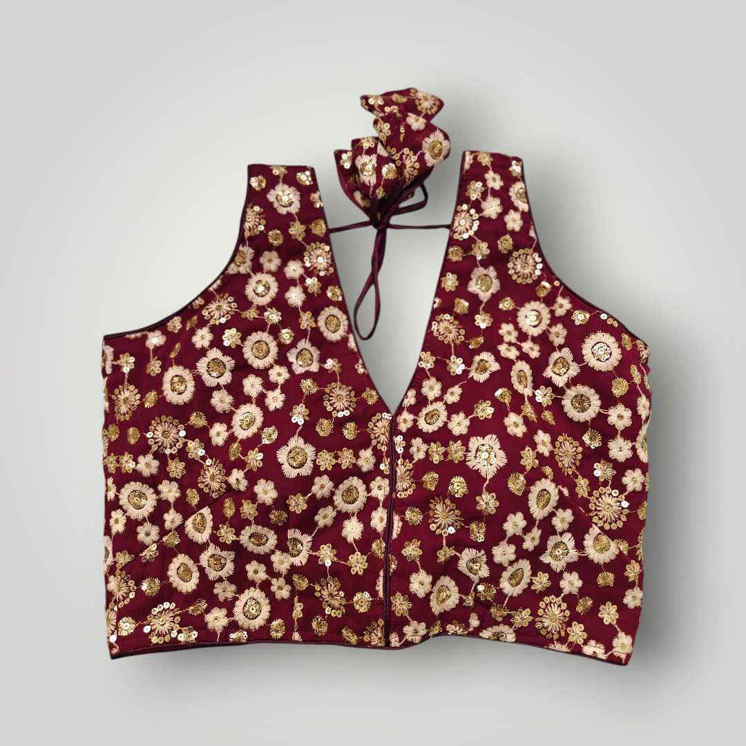 Wine Designer Blouse with Bow